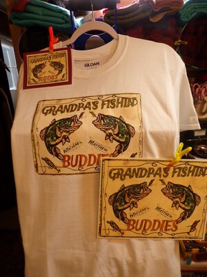 PAPA'S FISHING BUDDIES Personalized T SHIRT 4 DAD, PAPA, GRANDPA